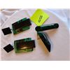 Image 1 : retro clip on  dark green and black rectangle dangles, Retro clip on dark green and black geometric 
