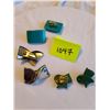 Image 1 : Retro dark green bow clip on earrings, Silver bow clip on earrings , Retro turquoise rectangle clip 