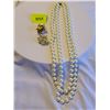 Image 1 : long pearl fashion necklace, Beaded vintage 1950’s clip on earrings