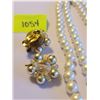 Image 2 : long pearl fashion necklace, Beaded vintage 1950’s clip on earrings