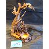 Image 1 : “River’s edge” Elk gets hunter - ceramic detailed tealight holder