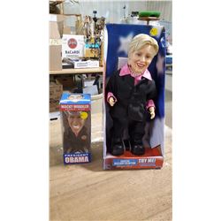 NEVER USED BOOGIE DIVA HILARY CLINTON & BOBBLE HEAD OBAMA