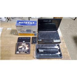 ASSORTED COMPUTER ITEMS ASPIRE LAPTOP(UNTESTED MISSING CORD), POWER LINK EXTENDER(NEW), IPOD(UNTESTE