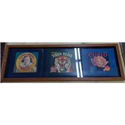 3 PIECE FRAMED VINTAGE FRUIT ADVERTISEMENTS