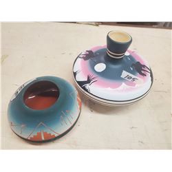 NAVAJO VASE + SIOUX POTTERY