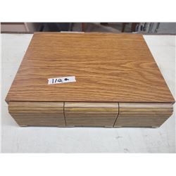 WOODEN CASE C/W 42 CASSETIES - VARIOUS POPULAR ARTISTS