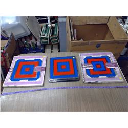 ASSORTED OF 24 1960'S DECORATIVE GLASS MIRROR TILES