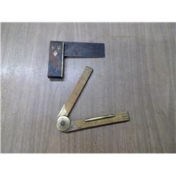 VERY OLD SMALL SQUARE AND FOLD-UP WOOD RULER