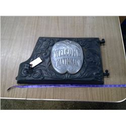 VERY OLD CAST IRON STOVE OVEN DOOR