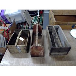 3 OLD WOODEN CUTTLRY OR TOOL BOXES