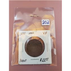1891 LARGE DATE - LARGE LEAVES CENT