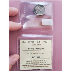 1875 S GRADED LIBERTY SEATED 20 CENTS