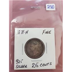 1871 H VICTORIA 25 CENTS