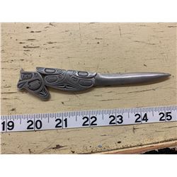 VINTAGE FIRE PEWTER LETTER OPENER (INUIT DESIGN)