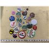 Image 1 : VINTAGE PINBACK BUTTONS INCLUDING LOUIS RIEL, BATMAN, MILK, ETC.