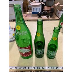 3 VINTAGE HIGH N' DRY POP BOTTLES - 7,10,30 OZ