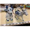 Image 1 : 2 HAND PAINTED DEIFTS BLUE HOLLAND VINTAGE COW CREAMERS