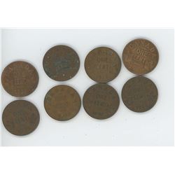 8 CANADA ONE CENT - 1920, 26, 28, 28, 1931, 32, 33, 35 (POOR CONDITION)