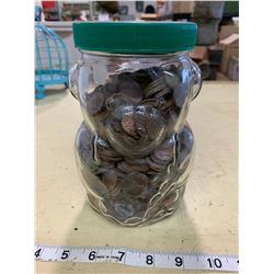 1.5KG PEANUT BUTTER JAR WITH OLD PENNIES