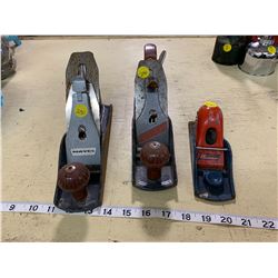 3 WOOD PLANERS (2X STANLEY HANDYMAN, 1X MAYES)