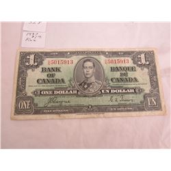 1937 CANADIAN DOLLAR BILL