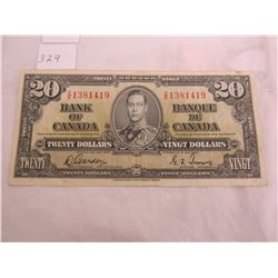 CANADIAN  1937 TWENTY DOLLAR BILL