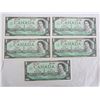 Image 1 : 5 ONE DOLLAR BILLS 1867 -1967 NICE
