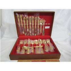 48 PIECE GOLD PLATED CUTLERY SET UNUSED