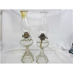 2 ANTIQUE COLONIAL PATTERN  KEROSENE LAMPS