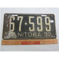 1932 MANITOBA LICENSE PLATE