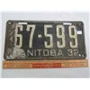 Image 1 : 1932 MANITOBA LICENSE PLATE