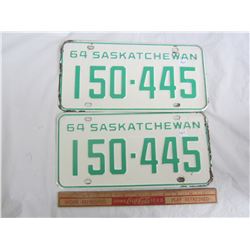 PAIR OF 1964 SASKATCHEWAN LICENSE PLATES