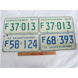 4 SASKATCHEWAN 1970'S FARM LICENSE PLATES