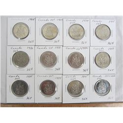 12 CANADIAN 50 CENT PIECES 1968 UP