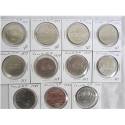 11 CANADIAN NICKEL DOLLARS 1968 TO 1983