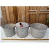 Image 1 : LOT OF 3 ANTIQUE BUCKETS GREAT FOR GARDENING