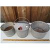 Image 2 : LOT OF 3 ANTIQUE BUCKETS GREAT FOR GARDENING