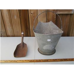 ANTIQUE COAL BUCKET WITH SHOVEL