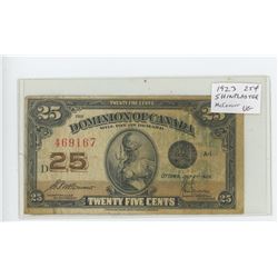 1923 25 CENTS SHINPLASTER. MCCAVOUR-SAUNDERS SIGNATURES. DC-24C. VG-8.