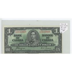 1937 $1. COYNE-TOWERS SIGNATURES. BC-21D.  U/N PREFIX. VF-30. NICE.