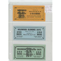 LOT OF 3 DIFFERENT WILDWOOD, ALBERTA KLONDIKE DAYS: 1970 100 BUCKS, 1965 250 BUCKS, 1968 250 BUCKS. 