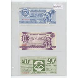 LOT OF 3 DIFFERENT MOHAWK SERVICE STATION COUPONS: 5 CENTS, 10 CENTS, 20 CENTS. ALL UNC.