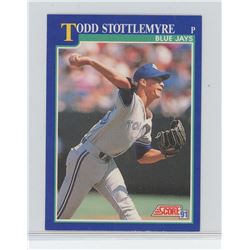 TODD STOTTLEMYRE, PITCHER, TORONTO BLUE JAYS SCORE 1991 MLB BASEBALL CARD. GEM UNC.