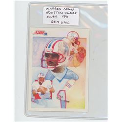 WARREN MOON, QB, HOUSTON OILERS 1991 SCORE NFL FOOTBALL CARD. GEM UNC.