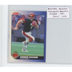 BOOMER ESIASON, QB, CINCINNATI BENGALS 1991 SCORE NFL FOOTBALL CARD. GEM UNC.