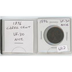 1896 VICTORIAN LARGE CENT. VF-30. NICE.