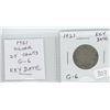 Image 1 : 1921 SILVER 25 CENTS. KEY DATE. MINTAGE OF 597,337. G-6.