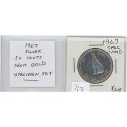 1967 SPECIMEN SILVER 50 CENTS FROM A GOLD SPECIMEN SET. CAMEO. NICE.