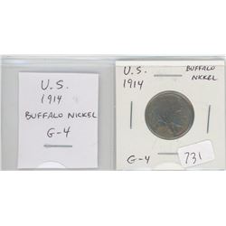 U.S. 1914 BUFFALO NICKEL 5 CENTS. G-4.