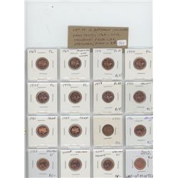 LOT OF 16 DIFFERENT CANADIAN COLLECTOR SMALL CENTS 1968 – 2012: 1968, 1969, 1971, 1974, 1975, 1976, 